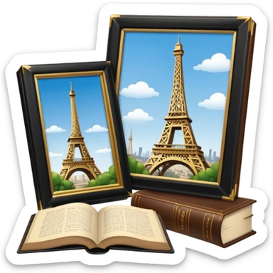 Eiffel Tower with a book next to it sticker