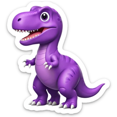 A purple toy T-Rex dinosaur with a happy expression and short arms sticker