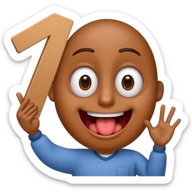 A school that has the number 9 on top of it's eyes holding a sign with the number 9 on the sign with a mouth sticking out his tongue with legs and arms with him being happy full of joy sticker