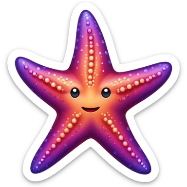 color gradient between red and purple glitter cute starfish sticker