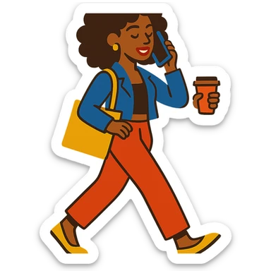 brown woman with curly hair, it girl, daily activities sticker