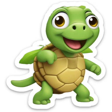 une tortue drôle qui danse sous un palmier sticker