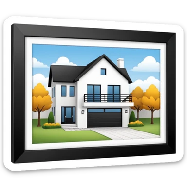 Casa en bienes y raices con el letrero de venta sticker