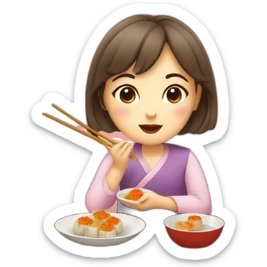 Girl eating dimsum sticker