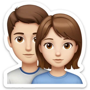 Brown hair brown eye girl with blue eye light hair boy sticker