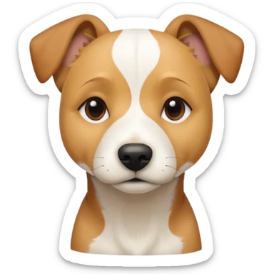 a full body facing front on of a buff white beagle cross jack russell terrier looking dog the size of a kelpie with light brown long ears resting on its face and a light brown patch above one eye and a large snout. the rest of the dog is completely white.  sticker