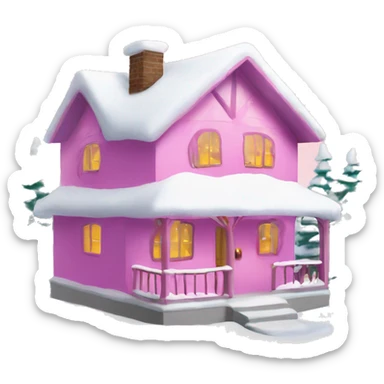 christmas snow house with pink xolour sticker