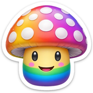 smiling trippy rainbow mushroom aesthetically pleasing  sticker