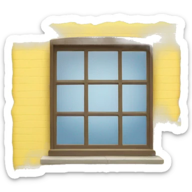 A Window with a yellow post-it in the lower left corner  sticker