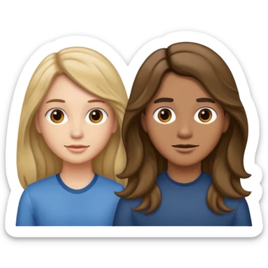 Longer wavy hair for one and straight for the other sticker