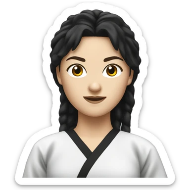 white woman with black hair in taekwondo uniform sticker