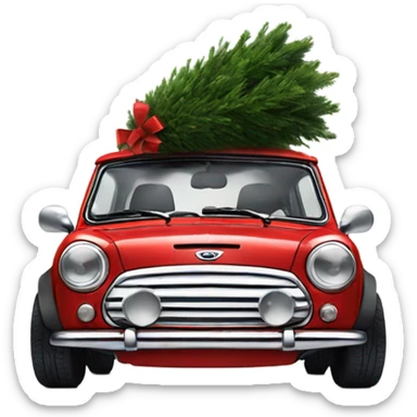 mini cooper with a Christmas tree sticker