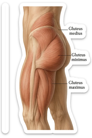 MUSCOLI DEL GLUTEO DI UN CORPO UMANO ANATOMICO REALISTICO, iperrealistico 4k sticker