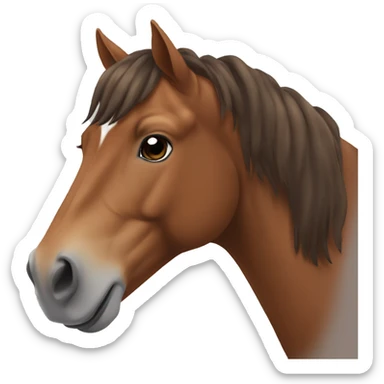 Brown horse with brown mane and small white marking on head sticker