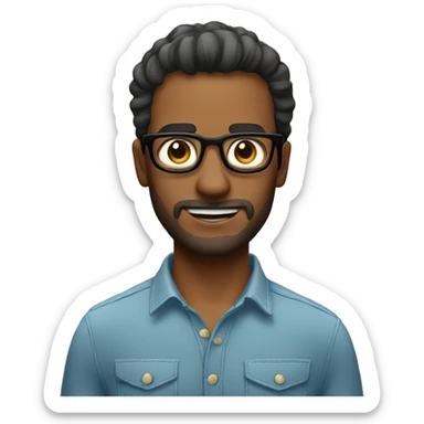 Hombre con lentes, cara larga y pelo bien corto sticker