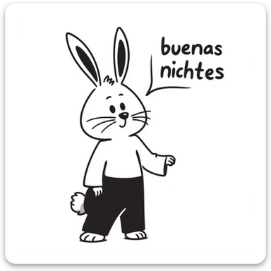 cute bunny rabbit with speech bubble saying "buenas noches" sticker