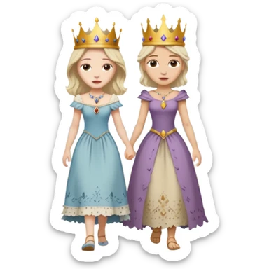 Egy kiralynot aki egy csonyoru ruhaba van es a tengerparton setal a kirallyal sticker