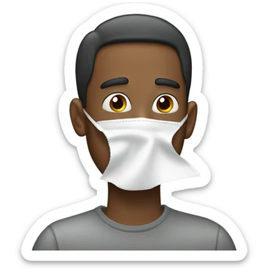 Man with Kleenex up nose sticker