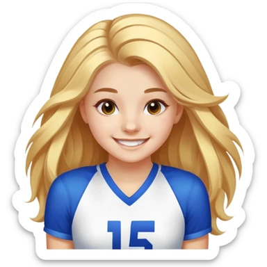 - Nữ
- 15 tuổi
- Da trắng
- Tóc dài, đổi màu tóc
- Mặt cười mỉm
- Áo cổ vũ
 sticker