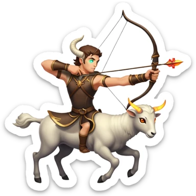 🔥 Concept: Sagittarius vs. Mesha (Aries)
Scene Idea for the Emoji or Icon:

Sagittarius: A bold archer centaur, mid-shot, with glowing eyes and a magical bow.

Mesha (Aries): A fierce ram, either being struck by the arrow or dramatically falling back.

 sticker