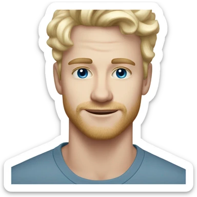 light curl blonde 30yo man blue eyed pale skin sticker