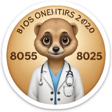 Suricate médecin avec écris "805" et "promo 2025-2030" avec un cercle rond au fnd sticker