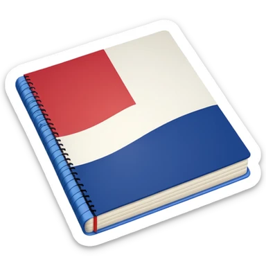 open notebook with French flag on the page sticker