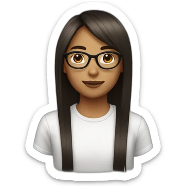 girl with bro2n straight hair and black round glasses sticker