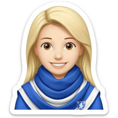 cheerful football fan of Levski Sofia, sector B, with blue and white scarf sticker