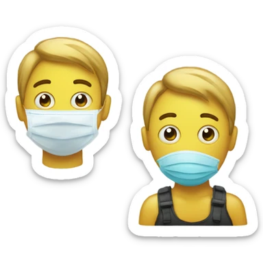 Sad face behind a happy face mask sticker