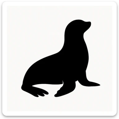 Seal black silhouette white background sticker