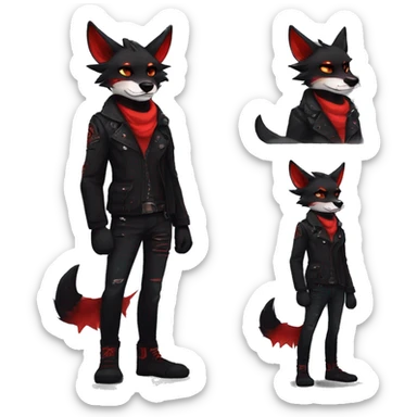 cool edgy black red animal fursona by griffsnuff & LiLaiRa & Falvie with badass colors and a spiked collar full body sticker