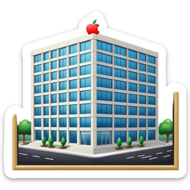 apple brand company building. looks realistic sticker