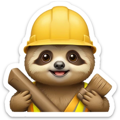 baby sloth face wearing a hard hat, no body sticker