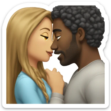 Black man kissing brunette long hair woman sticker