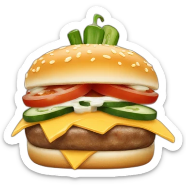burger with  triple cheese and jalapegno sticker