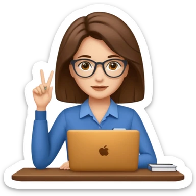 Uma mulher de cabelo cstanho que é professora um pouco brava não usa óculos e está a trabalhar ao computador sticker