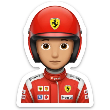 ferrari f1 driver headshot with helmet sticker