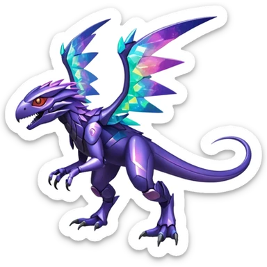 Shiny Sparkly Nebula Futuristic Fakemon-Pokemon-Digimon-Spectrobes-Raptor-fusion, full body sticker