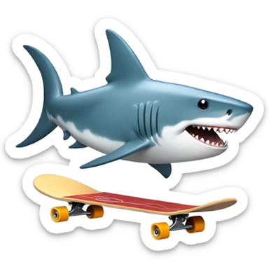 shark skateboarding  sticker
