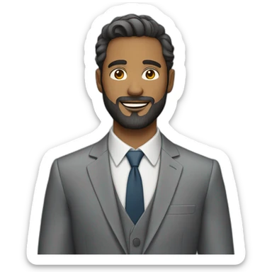 30 year old man with beard and gray suit sticker