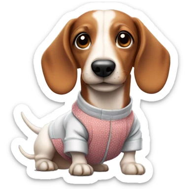 Cute sausage dog in clothes  sticker