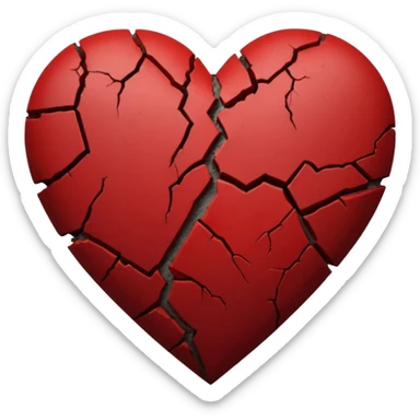 A dark red heart, broken and plastered together sticker