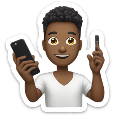 white human taking selfie with phone sticker