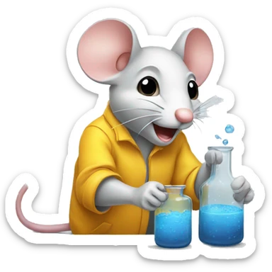 mouse doing experiment sticker