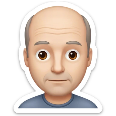 balding 45 year old man with brown/grey  sticker