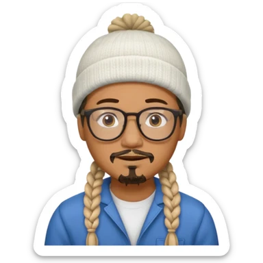 man with braids glasses beanie and goatee sticker