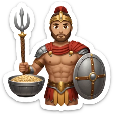 A gladiator holding a bowl of barley sticker