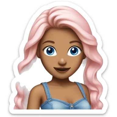 Bronde girl with blue eyes wearing pink sparkly tube top and blue jeans  sticker