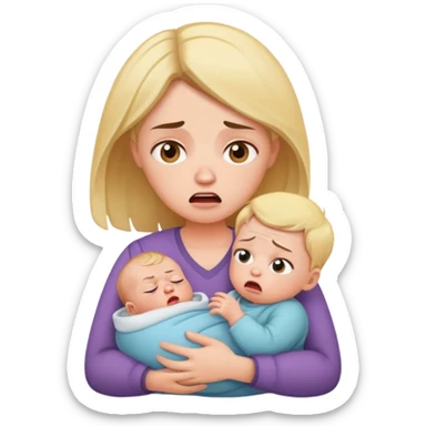 mulher enervada com bebé ao colo sticker